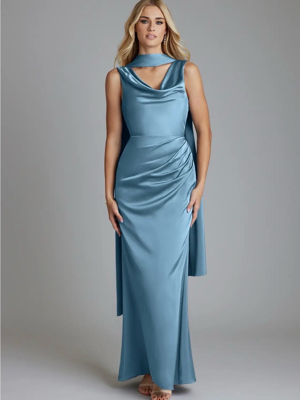 NWT Azazie Tallie steel blue